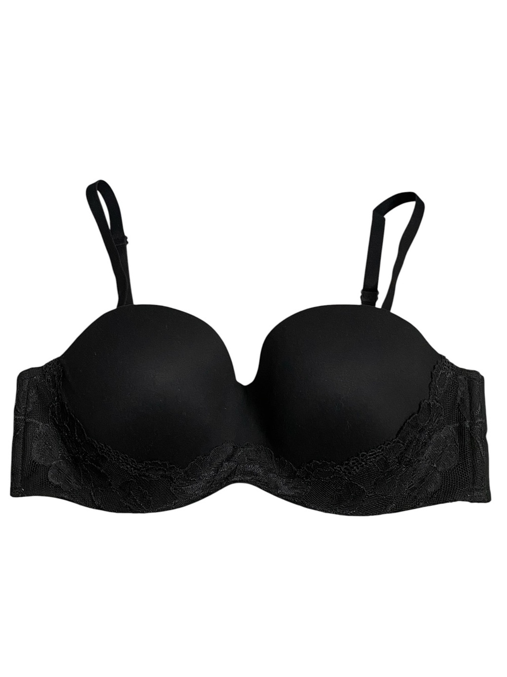 Body By Victoria's Secret Women's Black Lace-Trim Underwire Strapless Bra